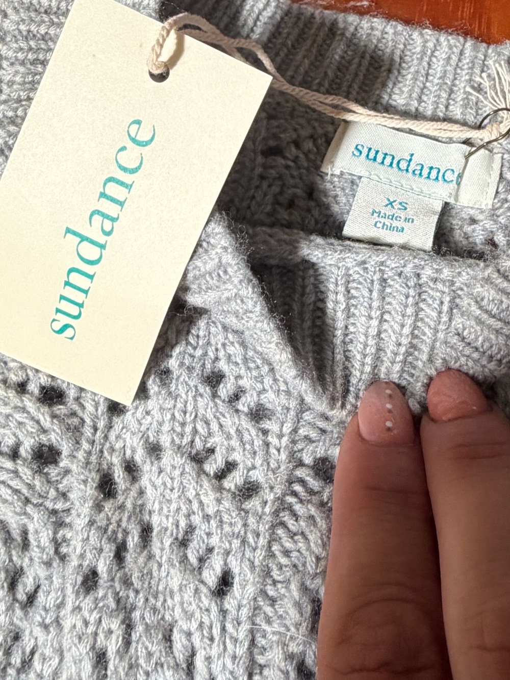 Sundance Cable Knit Sweater Dress Gray Button Shoulder Wool Blend XS NWT - Picture 4 of 4